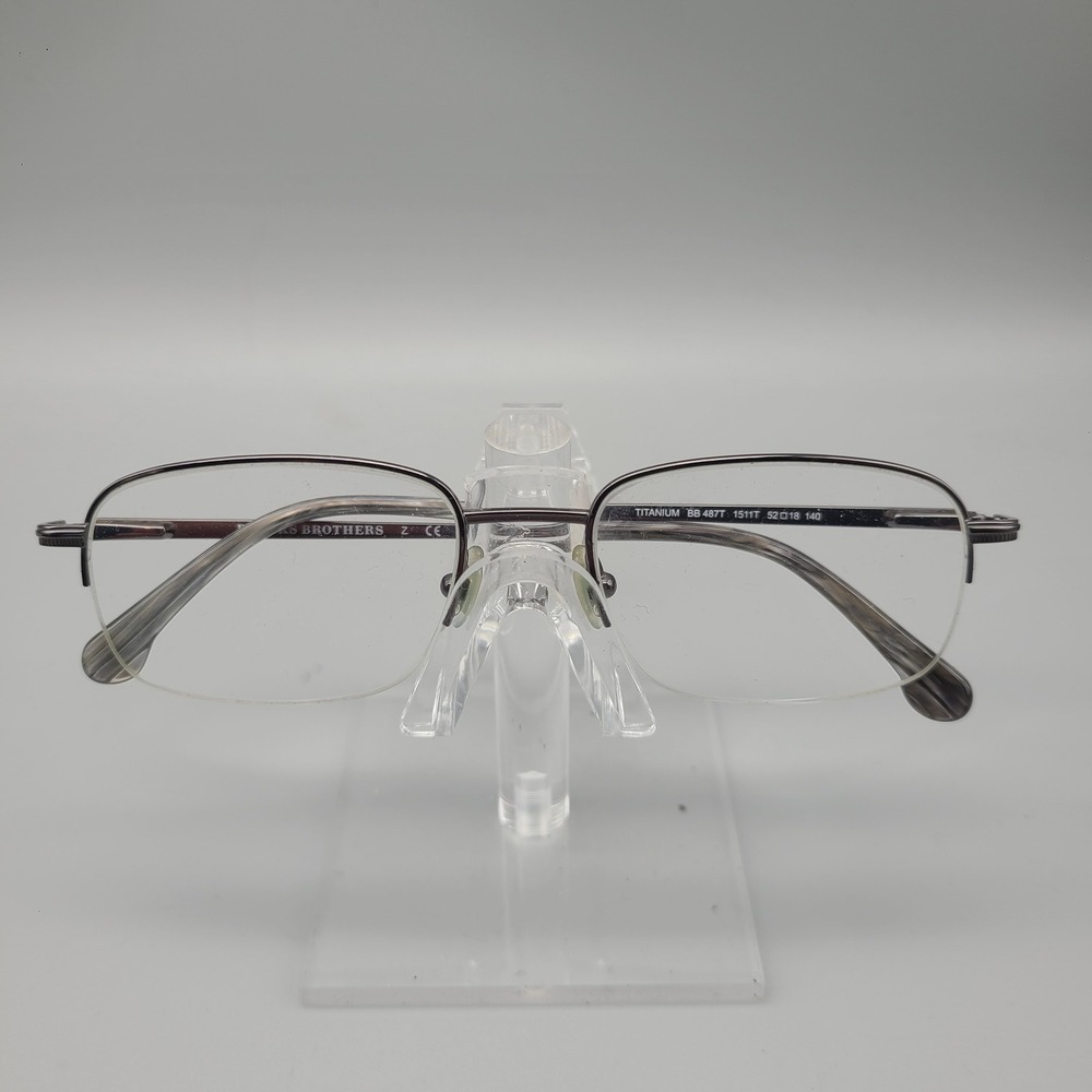 Brooks Brothers BB 487T Titanium Semi Rimless Eyeglasses Gunmetal 52-18-140